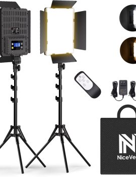 2-Pack Photography Lighting Kit, 36W Bi-Color Studio Lights 2700-6500K CRI 95+, Dimmable LED Video Light Kit with Remote Control & 72” Tripod Stand, Lighting for Video Recording/Photography