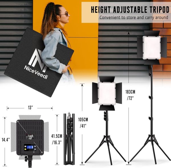 2-Pack Photography Lighting Kit, 36W Bi-Color Studio Lights 2700-6500K CRI 95+, Dimmable LED Video Light Kit with Remote Control & 72” Tripod Stand, Lighting for Video Recording/Photography - Image 6