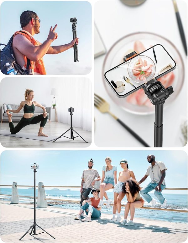 71'' Phone Tripod & Selfie Stick, Tripod for iPhone with Detachable Remote, Portable Phone Tripod Stand for Video Recording, Travel Tripod for Cell Phone, Compatible with Smartphones, DSLR - Image 7
