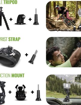GoPro HERO12 (Hero 12) Black – Waterproof Action Camera with 5.3K HDR Video, 27MP Photos, 1/1.9″ Image Sensor, Live Streaming, Webcam, Stabilization + 64GB Card & 50 Piece Accessory Kit – Bundle