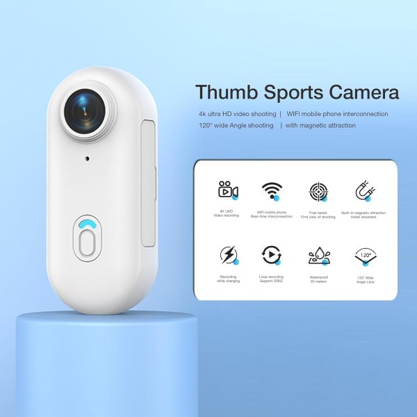 H8 64GB 4K Thumb Action Camera, Mini Body Cameras, Wearable Pocket Vlogging Camera, Multiple Accessory Mount Anywhere Small Portable Hands-Free Helmet Cam for Work, Cycling, Travel, Pet Walking - Image 2