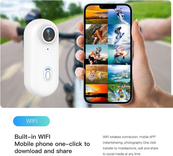 H8 64GB 4K Thumb Action Camera, Mini Body Cameras, Wearable Pocket Vlogging Camera, Multiple Accessory Mount Anywhere Small Portable Hands-Free Helmet Cam for Work, Cycling, Travel, Pet Walking - Image 5