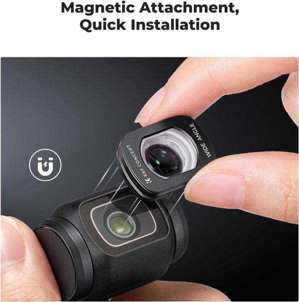 K&F Concept Wide-Angle Lens Compatible with DJI Osmo Pocket 3, Magnetic Attach/Multi-Coated/Optical Glass - Image 2